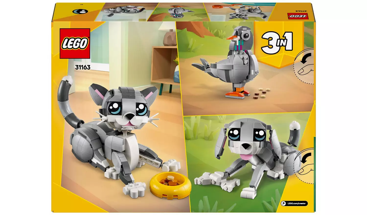 LEGO Creator 3in1 Playful Cat Figure, Toy Animal Set 31163