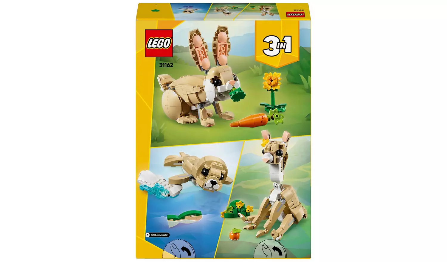 LEGO Creator 3in1 Cute Bunny Toy, Animal Figure Set 31162