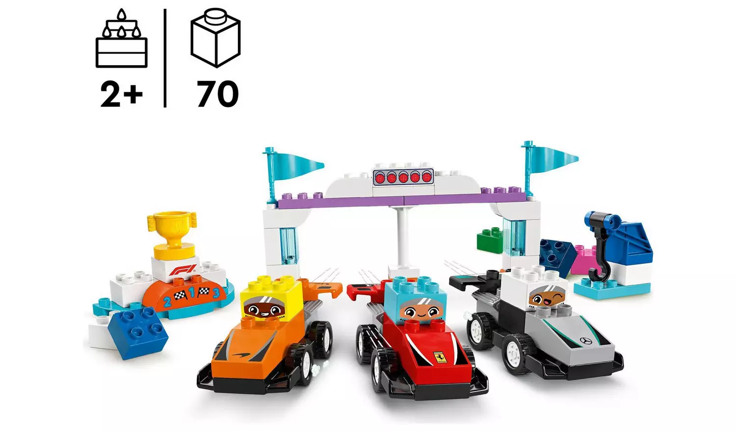 LEGO DUPLO F1 Team Race Cars & Drivers Role Play Toy 10445