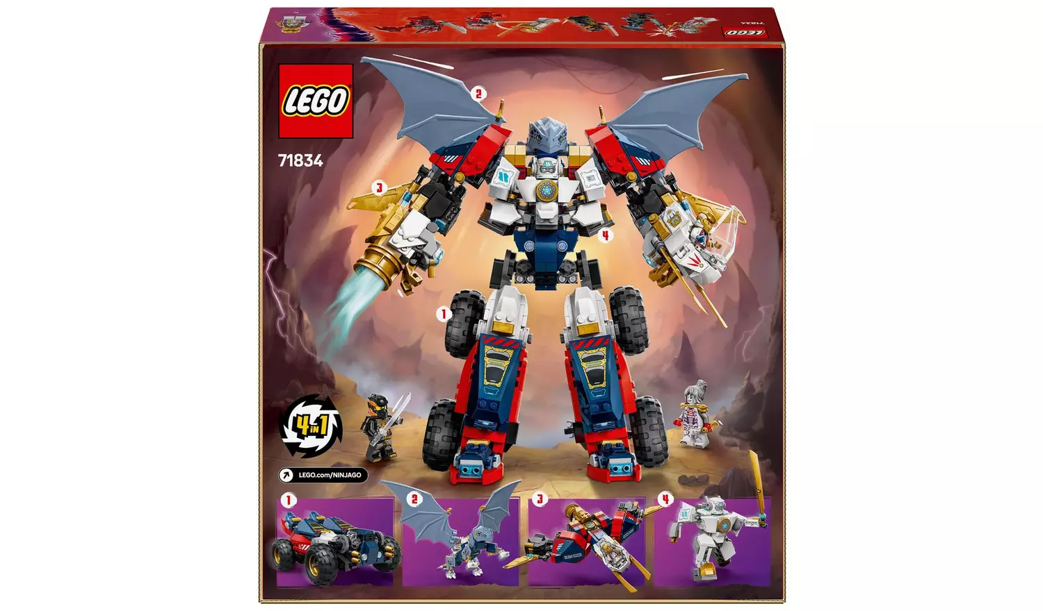 LEGO NINJAGO 4in1 Zane's Ultra Combiner Mech Ninja Toy 71834