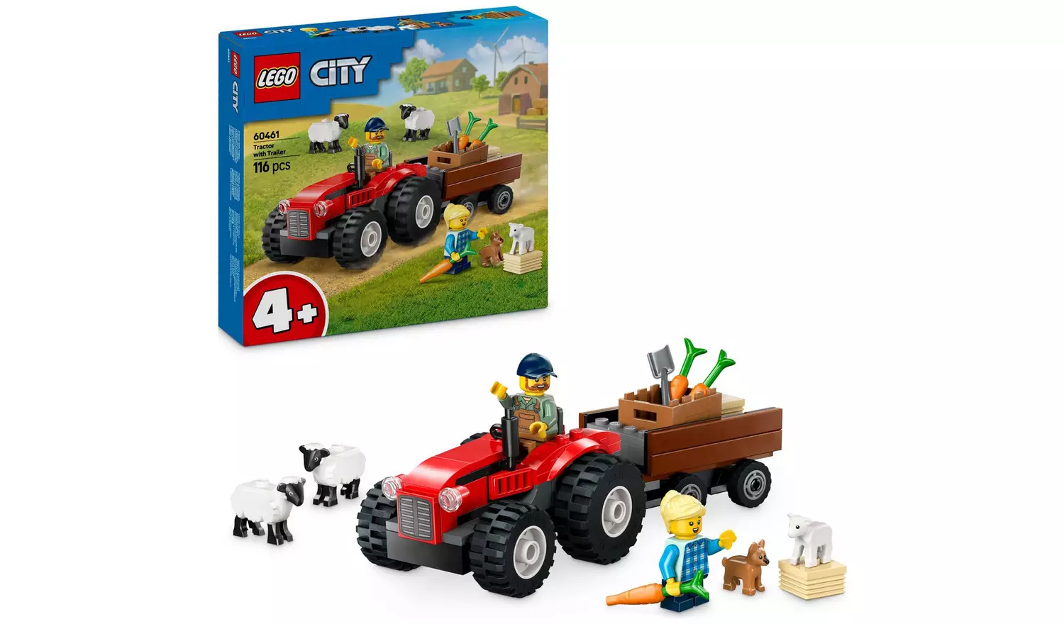 LEGO City Red Farm Tractor with Trailer & Sheep Toys 60461