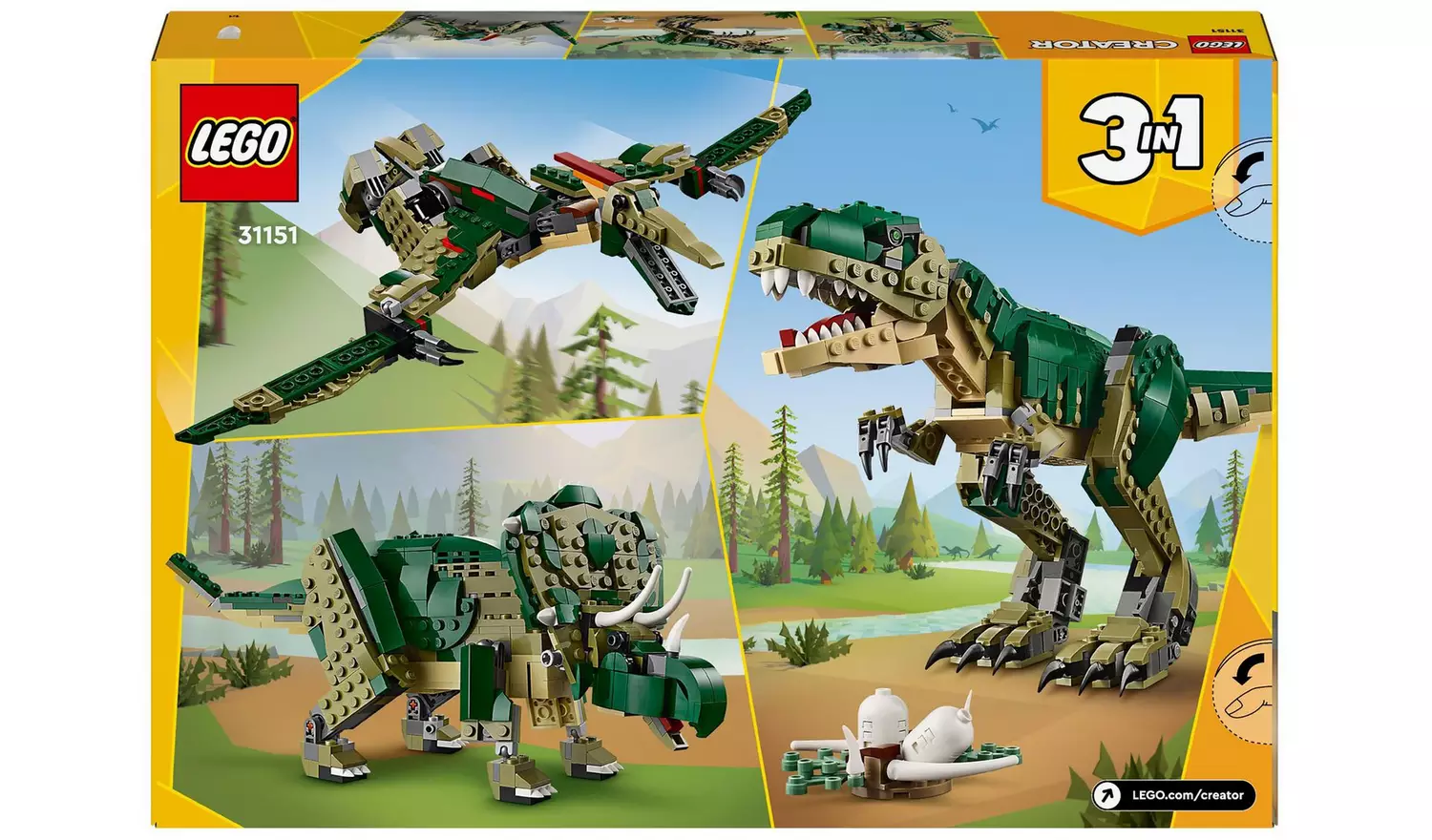LEGO Creator 3in1 T. rex Figure, Toy Dinosaur Set 31151