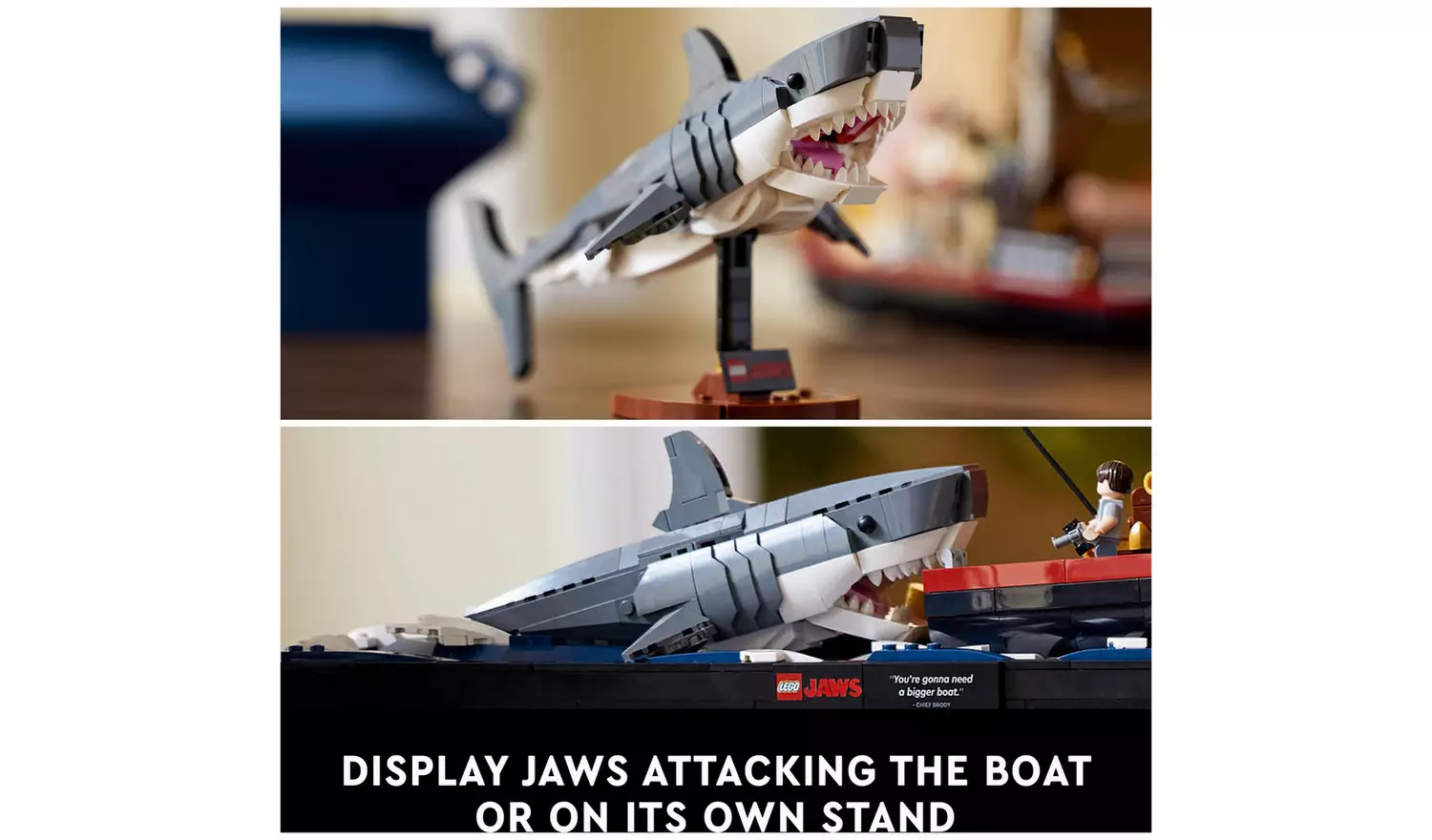 LEGO Ideas Jaws Set for Adults with Model Shark & Boat 21350
