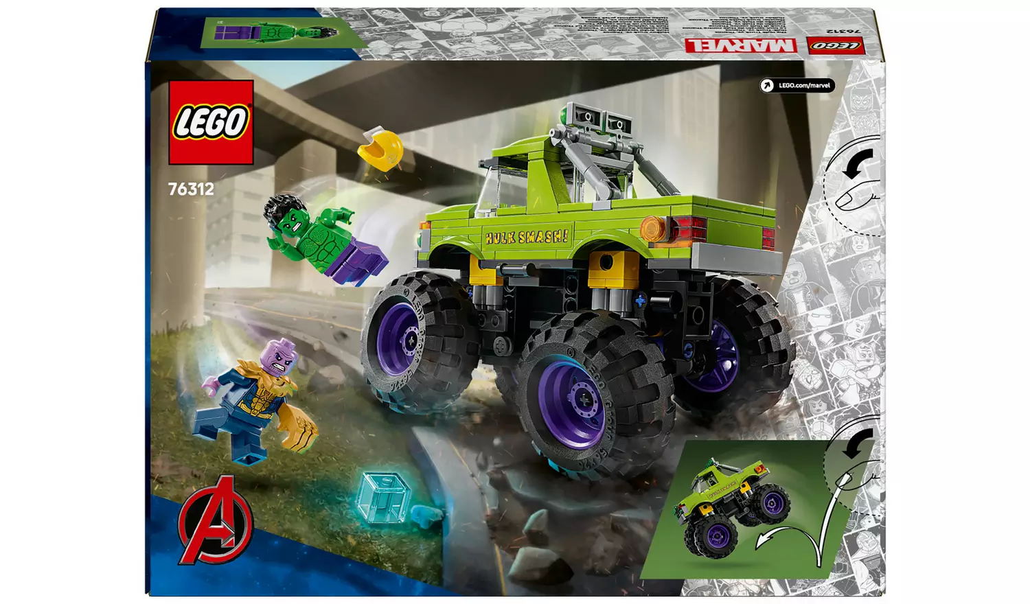 LEGO Marvel The Hulk Truck vs. Thanos Building Toy Set 76312