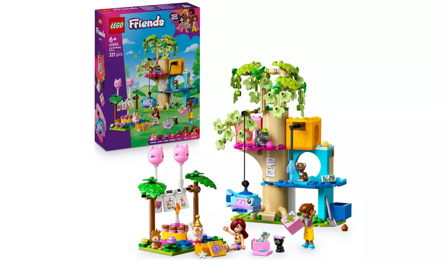 LEGO Friends Cat Birthday Party & Tree House Toy 42666
