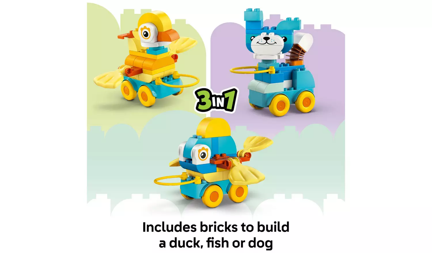 LEGO DUPLO 3in1 Animals on Wheels Building Toy Playset 10448