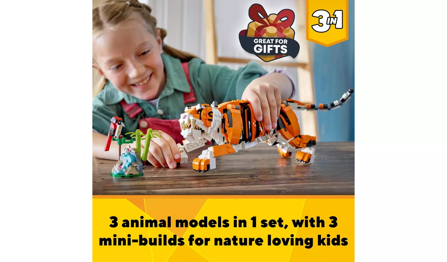 LEGO Creator 3in1 Majestic Tiger Animal Building Toy 31129
