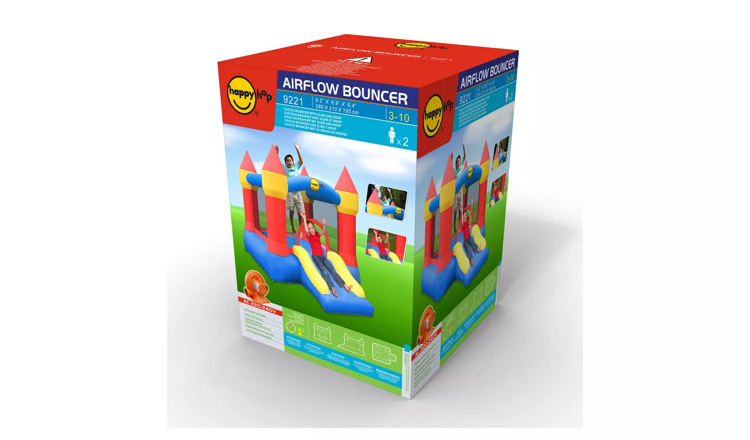 Happy Hop Inflatable Castle Bouncer with Slide and Hoop