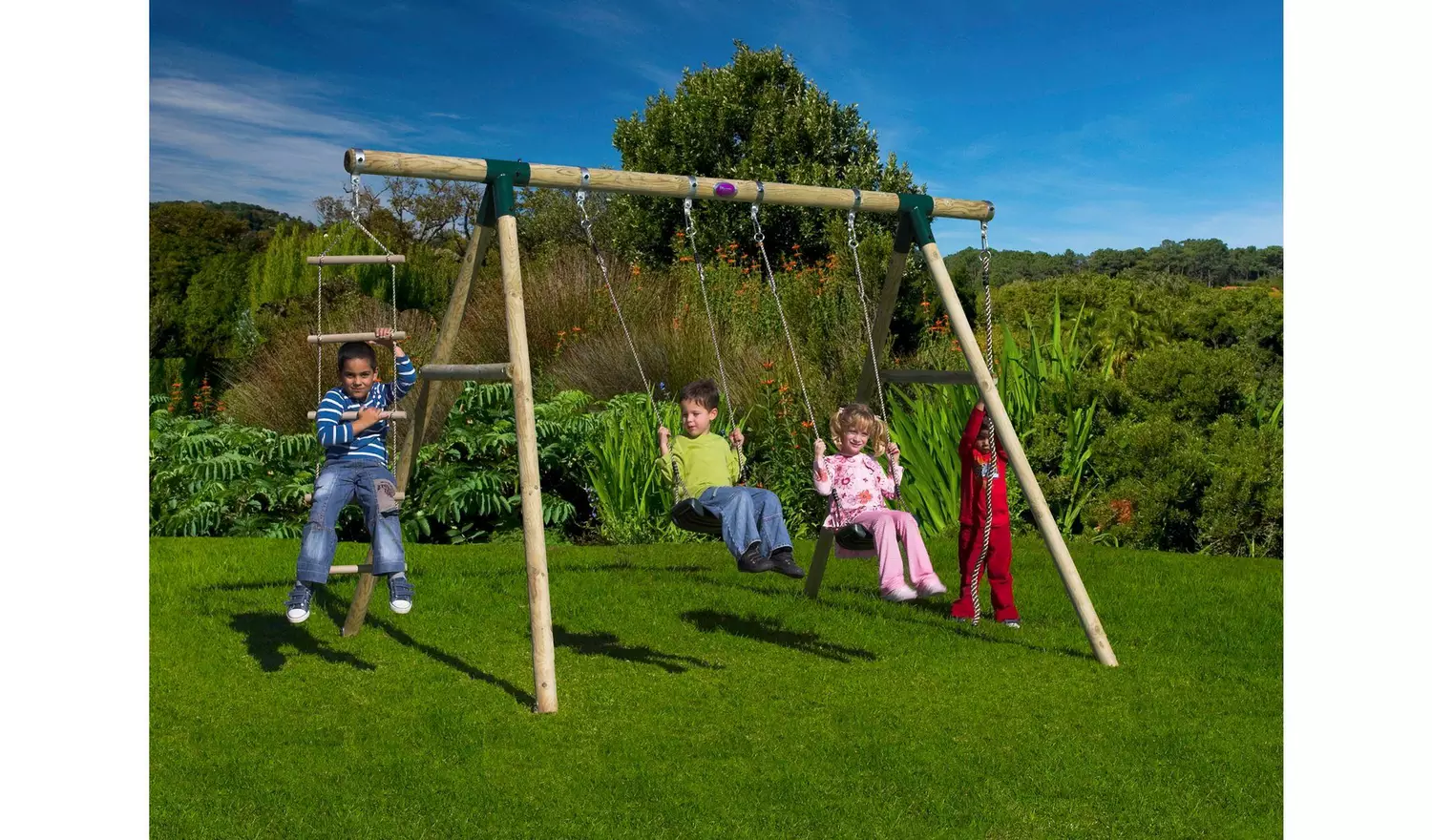 Plum Gibbon Wooden Garden Swing Set.
