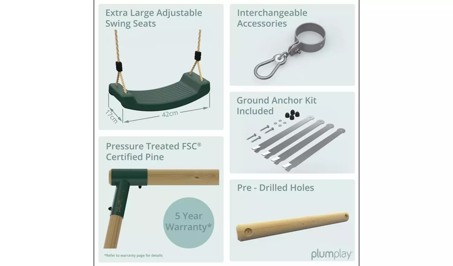 Plum Colobus Wooden Garden Swing Set.