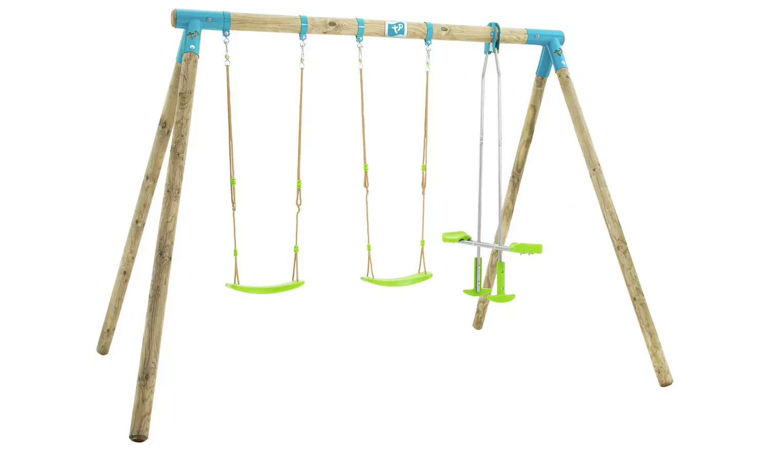 TP Wooden Triple Swing Set and Glider