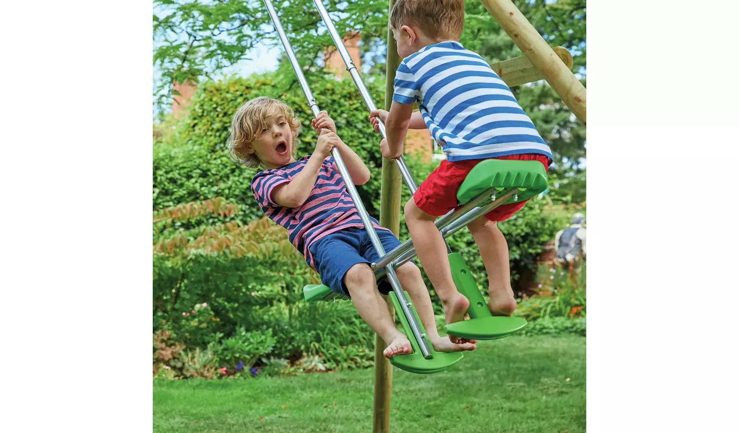 TP Wooden Triple Swing Set and Glider
