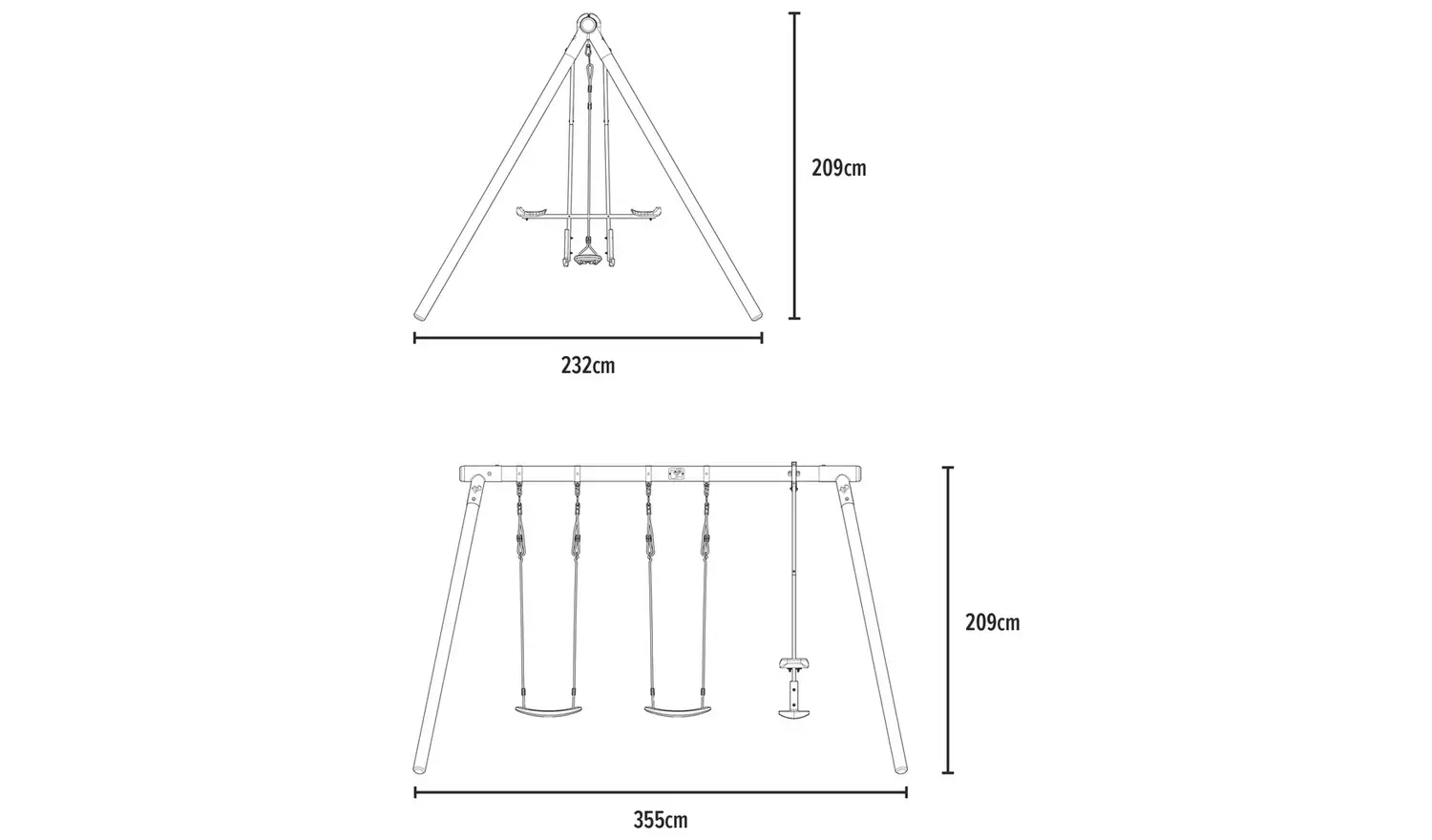 TP Wooden Triple Swing Set and Glider