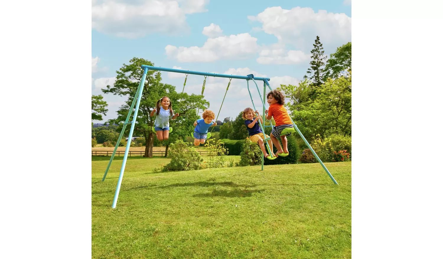 TP Toys Kids Double Swing Set With Glide Ride