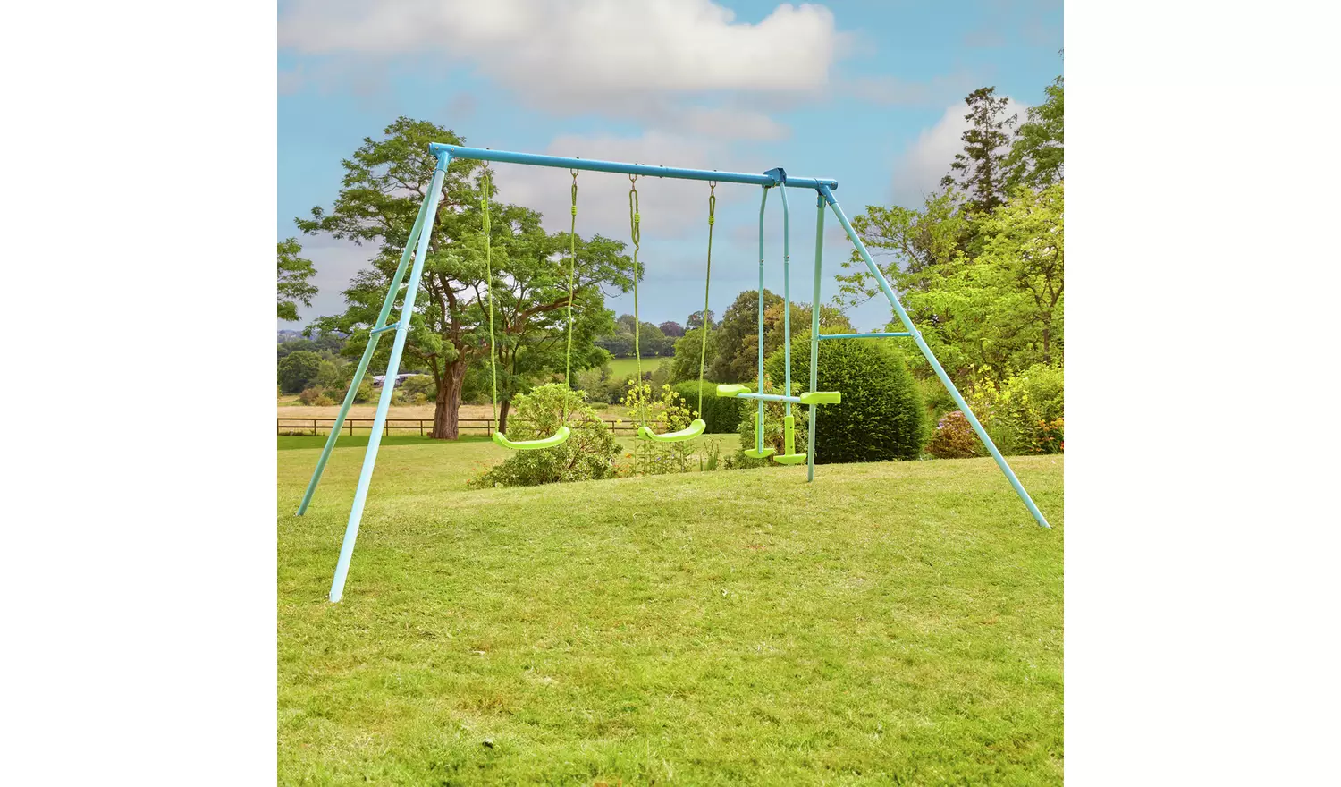 TP Toys Kids Double Swing Set With Glide Ride