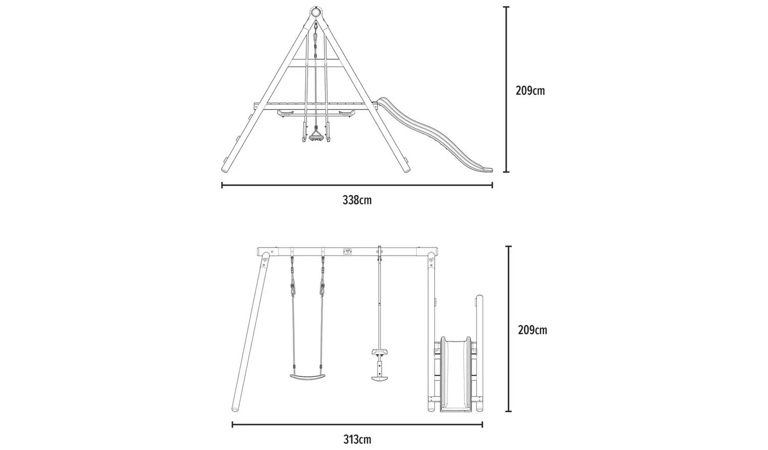 TP Wooden Double Swing Set, Glider, and Slide