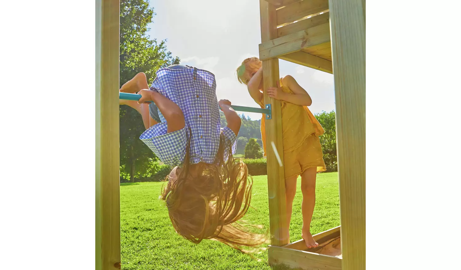 TP Skywood Wooden Climbing Frame with Deck, Swing, and Slide