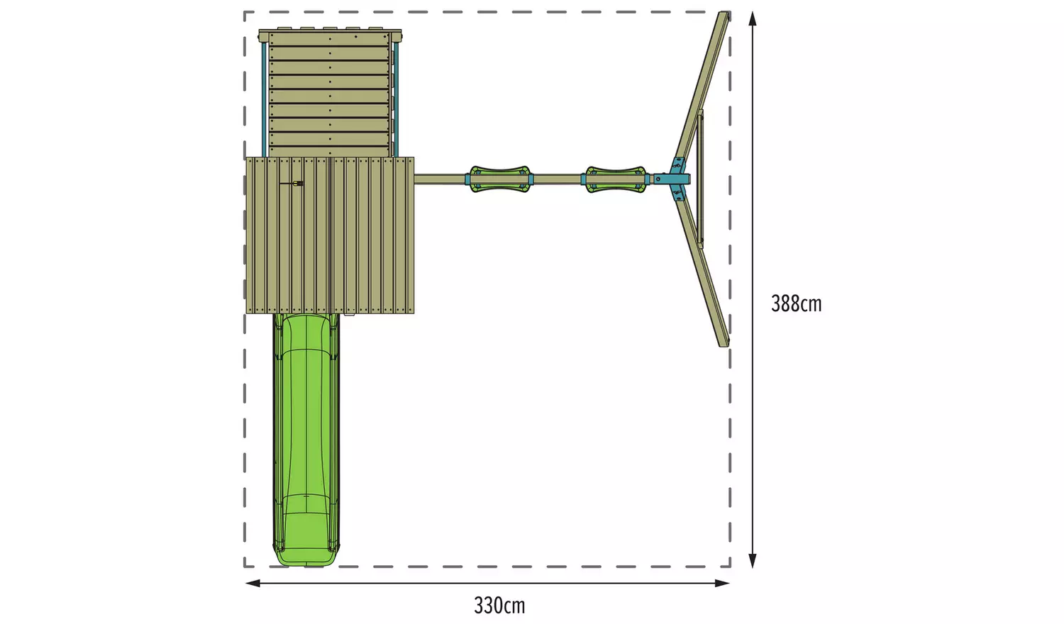 TP Skywood Wooden Climbing Frame with Deck, Swing, and Slide