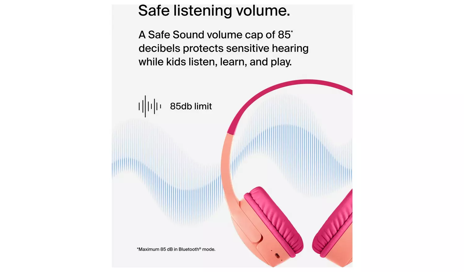 Belkin SoundForm Mini Kids Wireless Headphones On-Ear – Pink