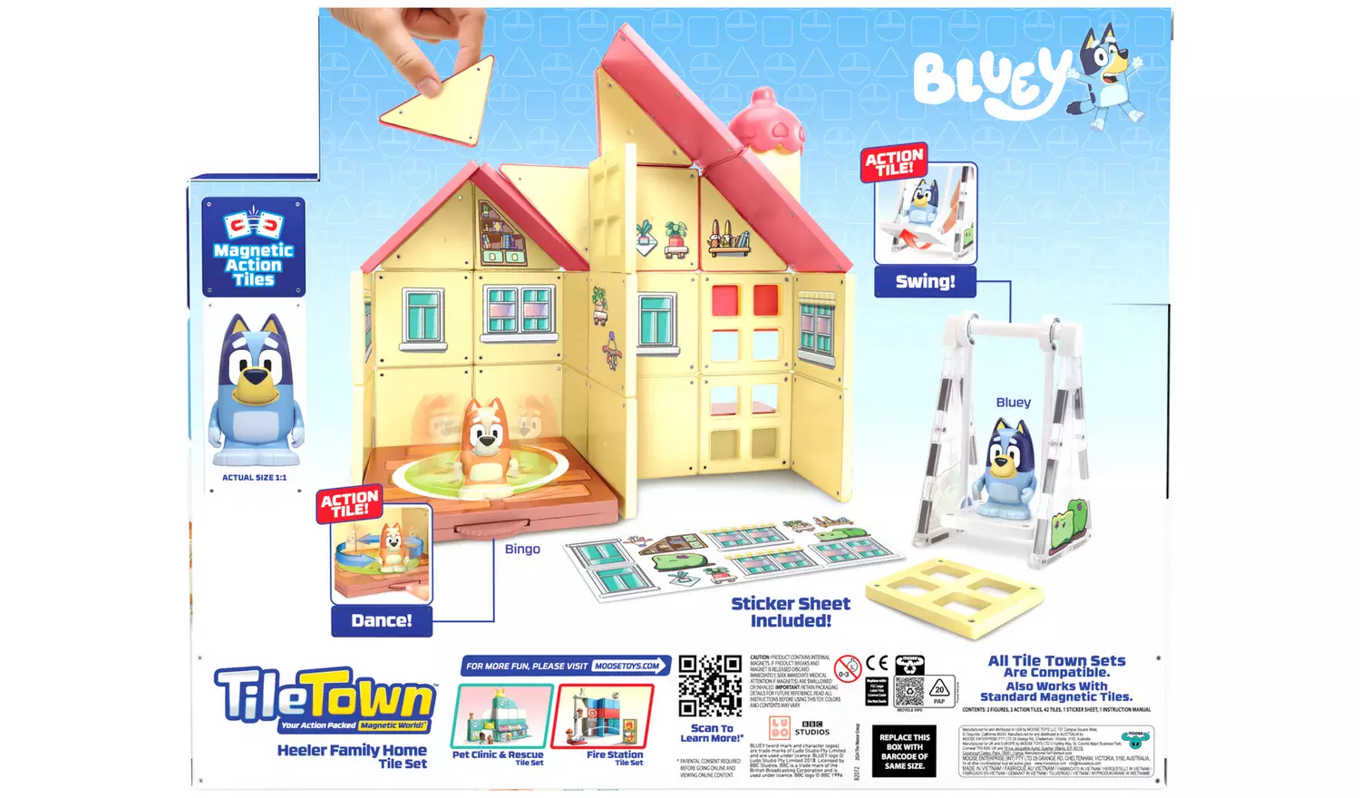 Tile Town Bluey Heeler Home Magnetic Tile Playset