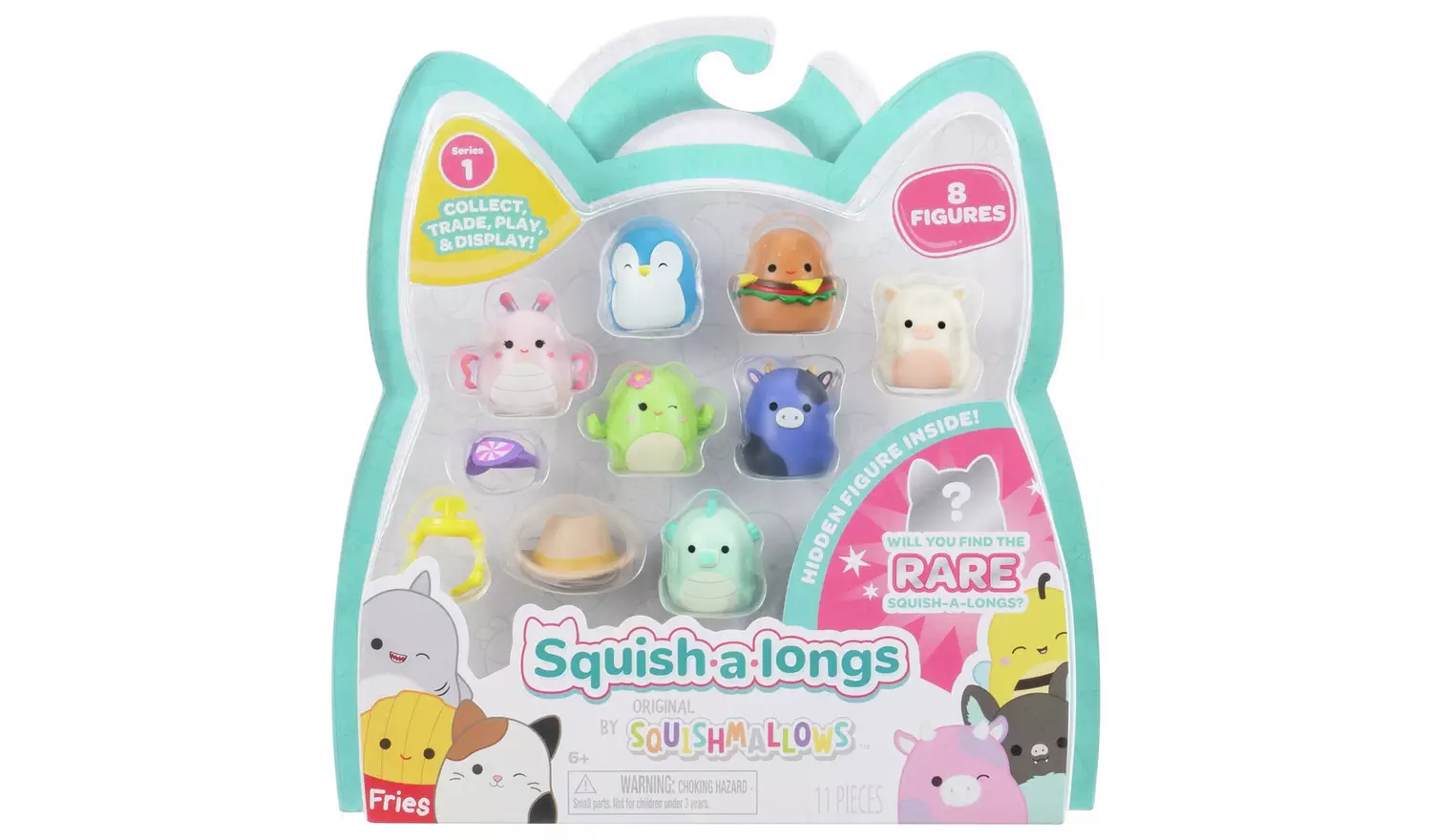 Squish-a-longs 8 Pack, Series 1 Style 1 - 1 Inch Mini Squish
