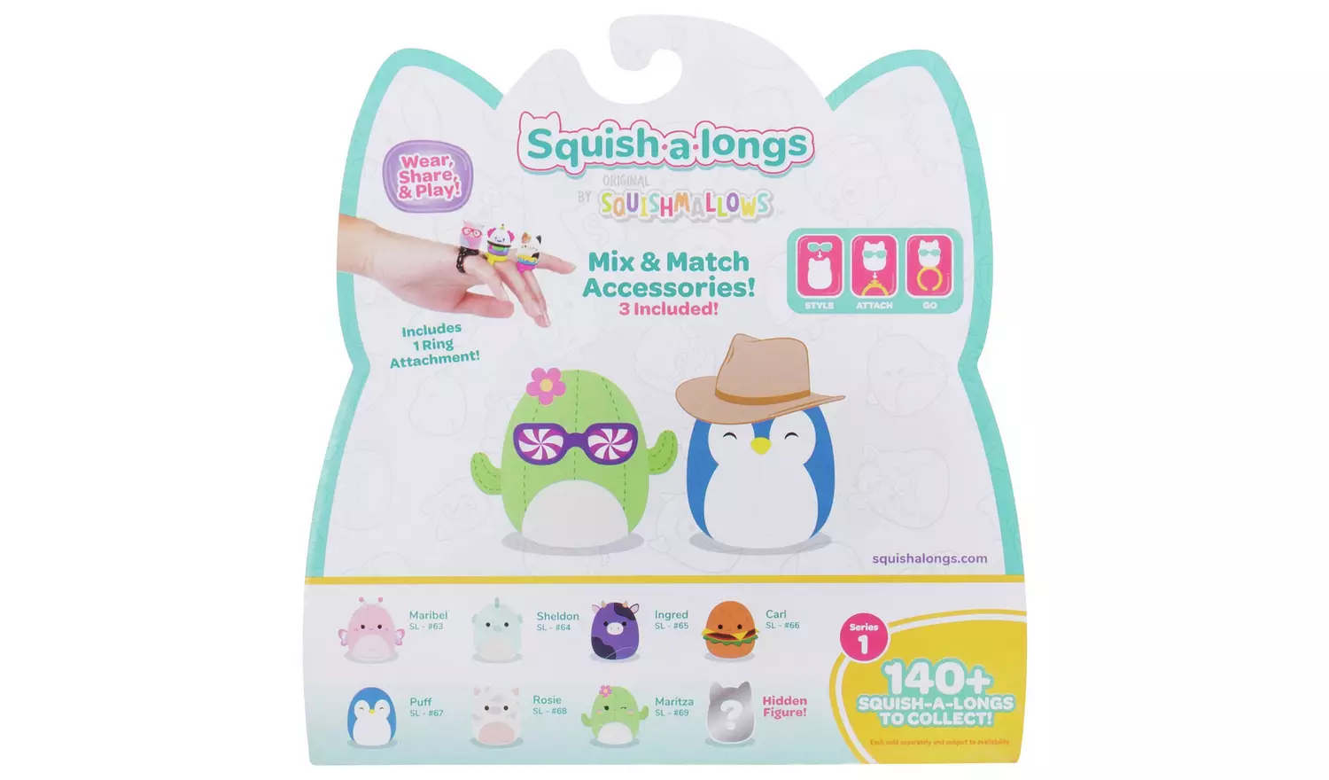 Squish-a-longs 8 Pack, Series 1 Style 1 - 1 Inch Mini Squish