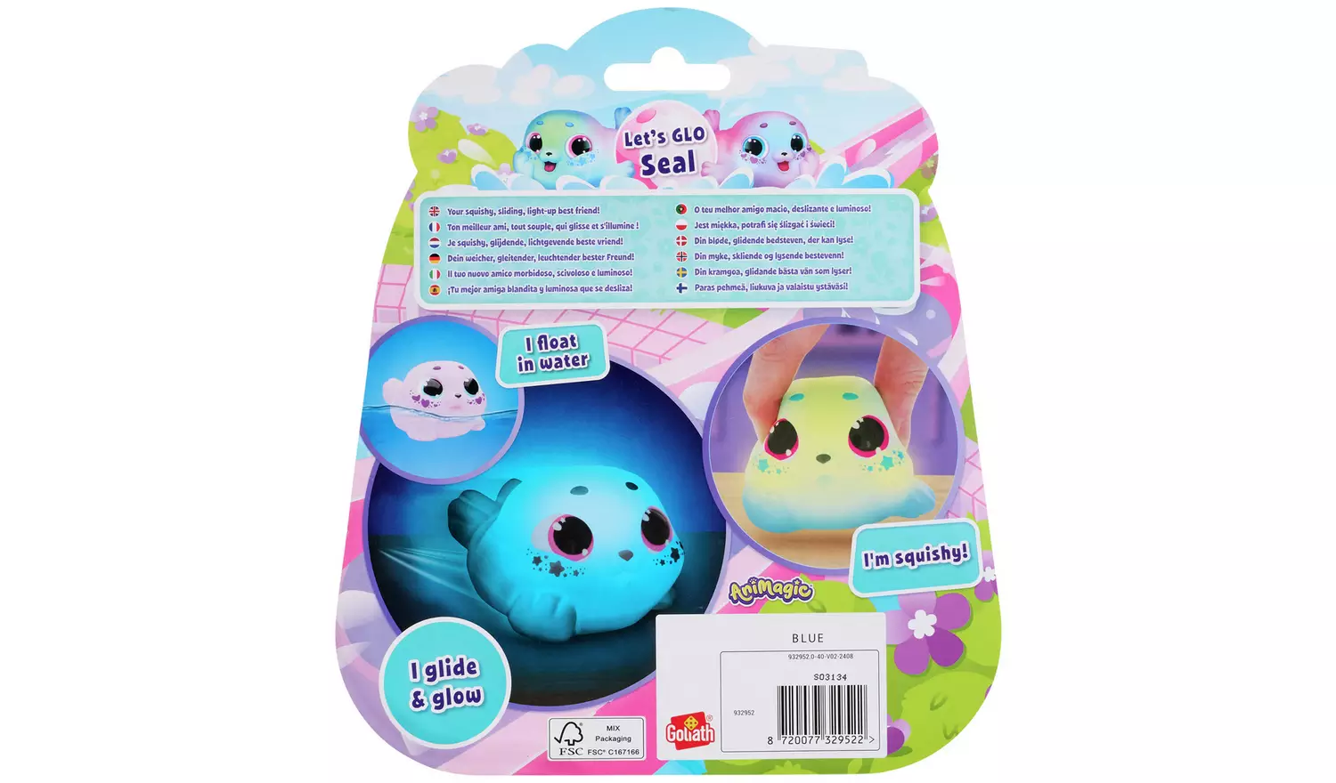 Animagic Let's Glo Blue Stars Seal Plush