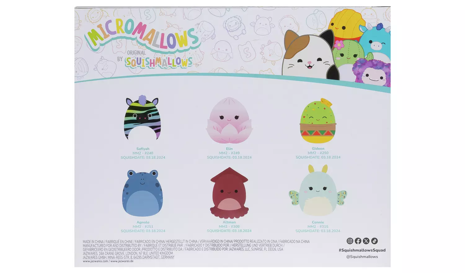 Micromallows Squishmallows Micro Plush-Pack of 6