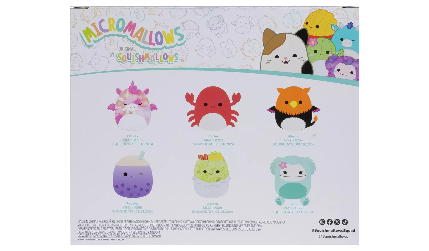 Squishmallows Micro Plush Toy-Pack of 6
