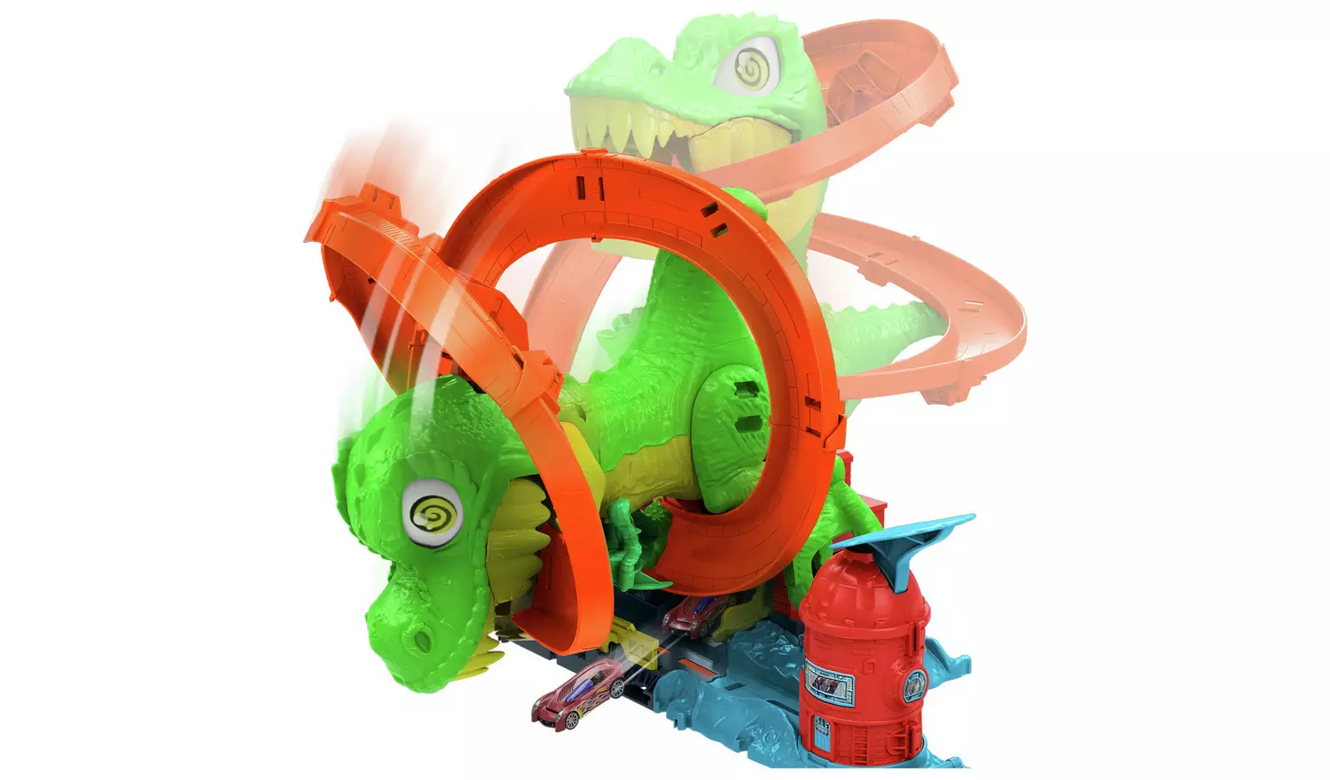 Hot Wheels City Car Track Set, T-Rex Blaze Battle Playset