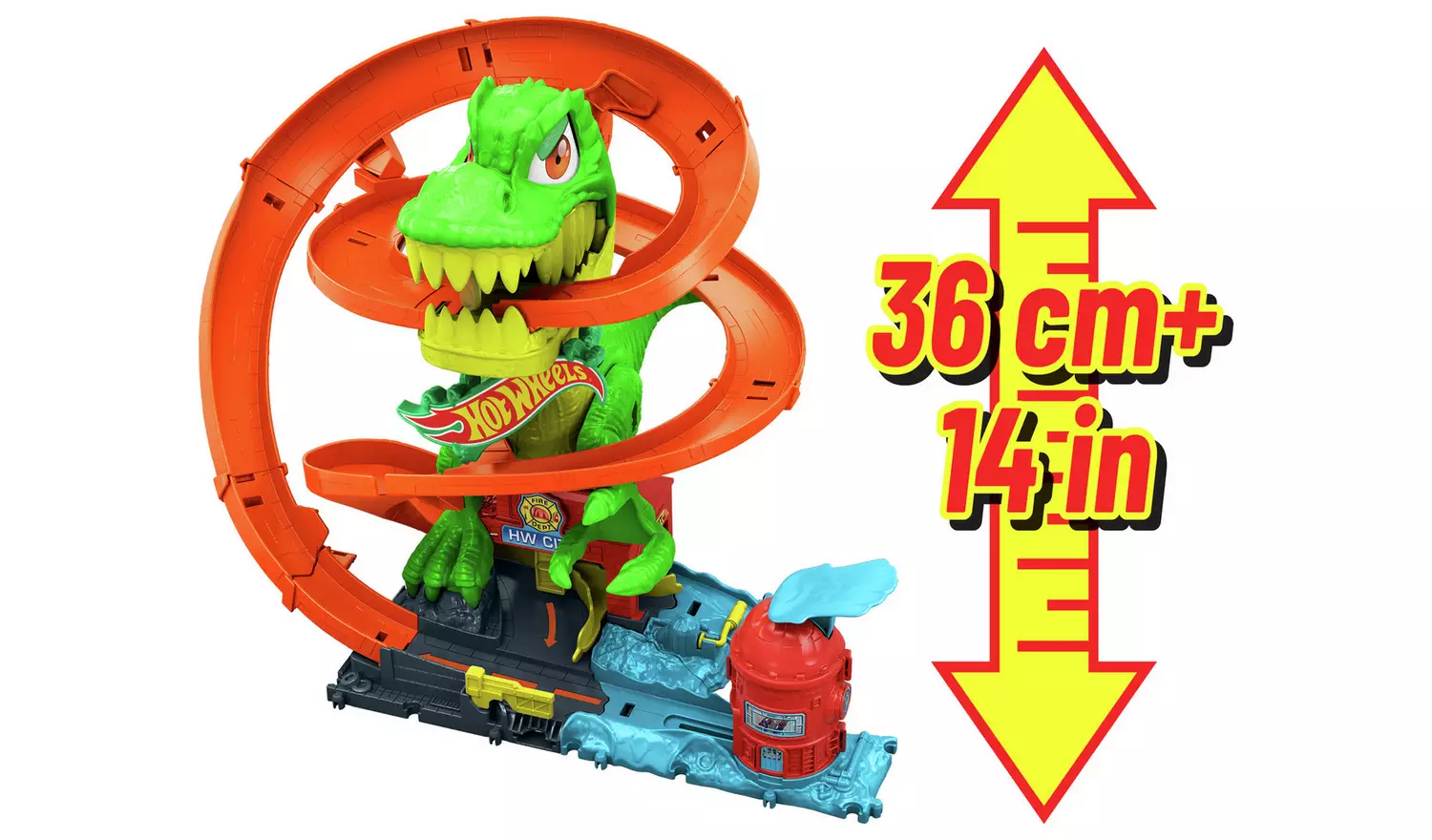 Hot Wheels City Car Track Set, T-Rex Blaze Battle Playset