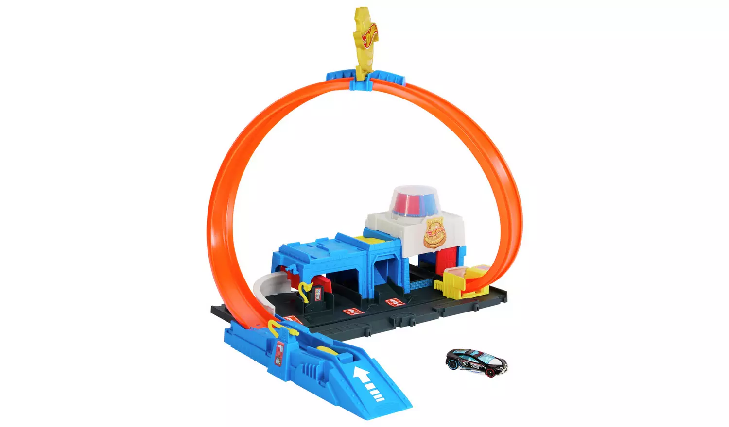 Hot Wheels Toy Car Track Set Super Police Station Playset