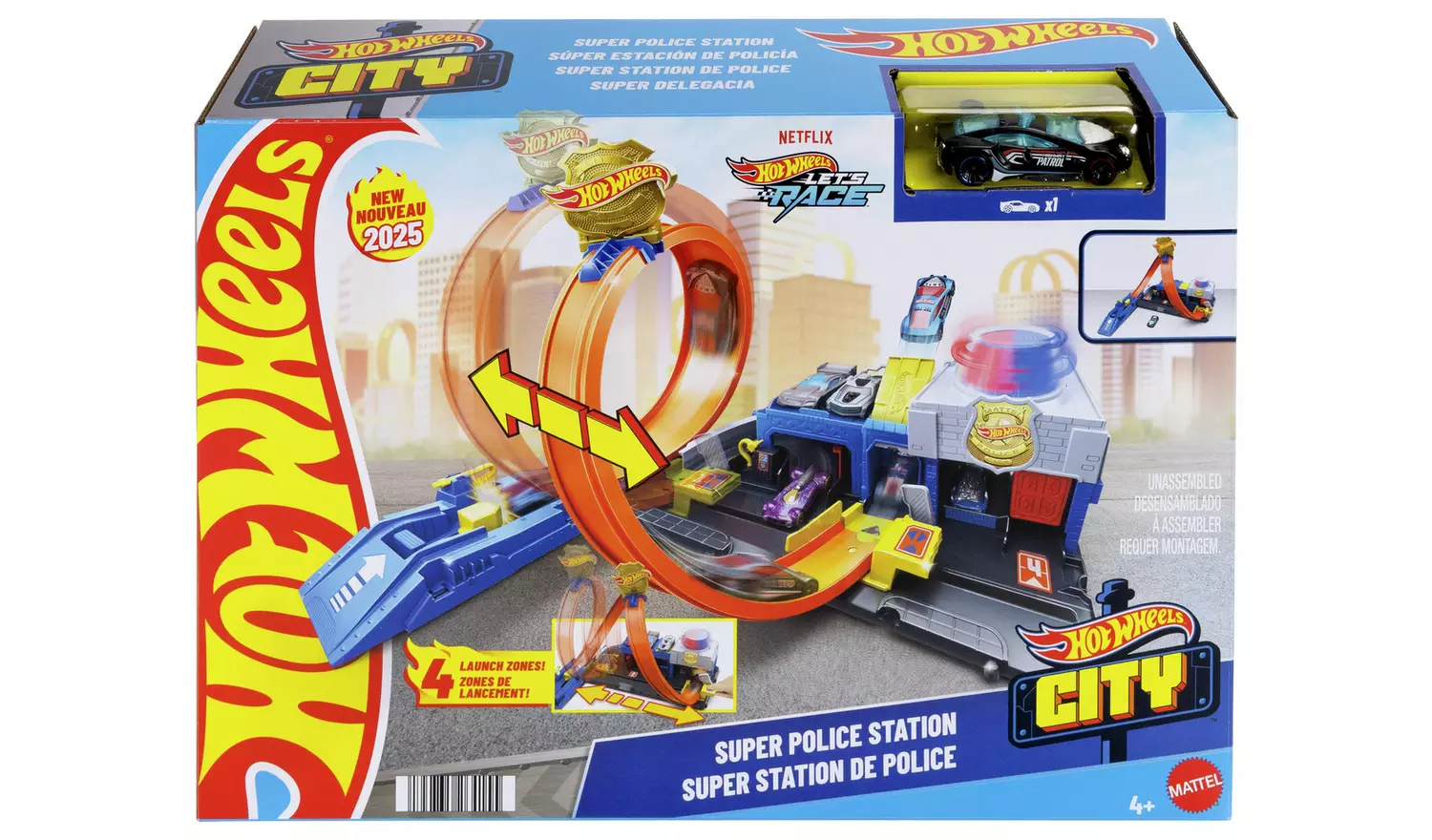 Hot Wheels Toy Car Track Set Super Police Station Playset