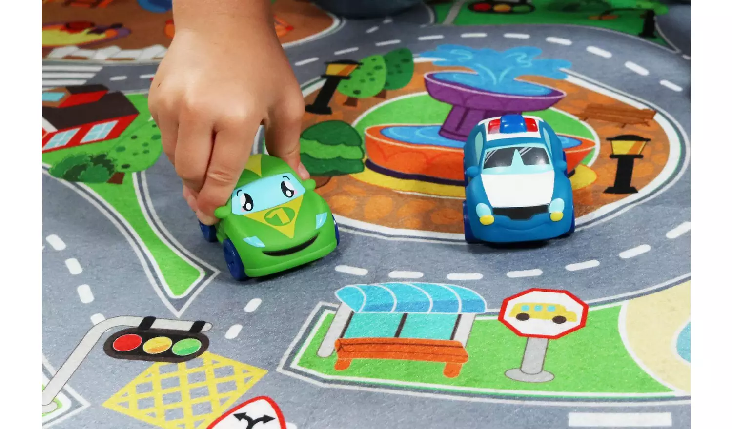 Chad Valley Dual Sided Toy Car Mat and 2 Cars