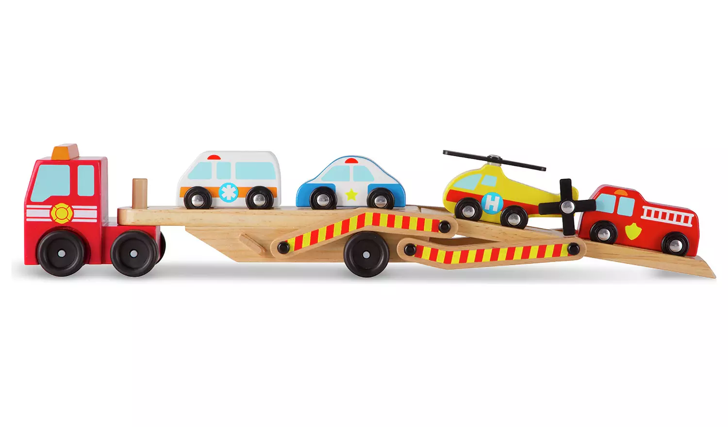 Melissa & Doug Wooden Emergency Vehicle Transporter Truck