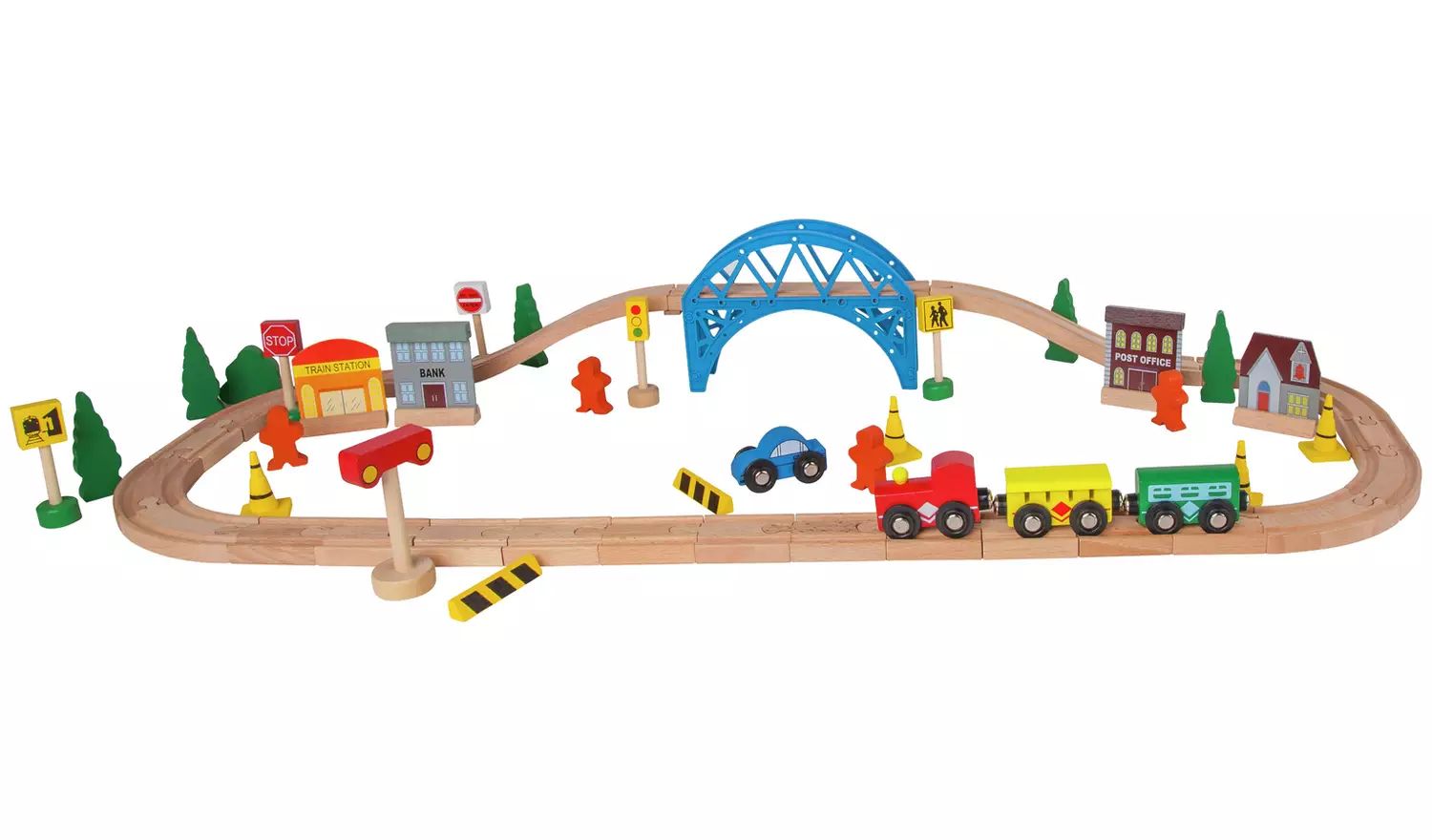 Chad Valley Wooden Train Set - 60 Piece