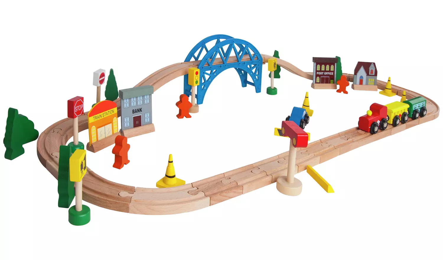 Chad Valley Wooden Train Set - 60 Piece