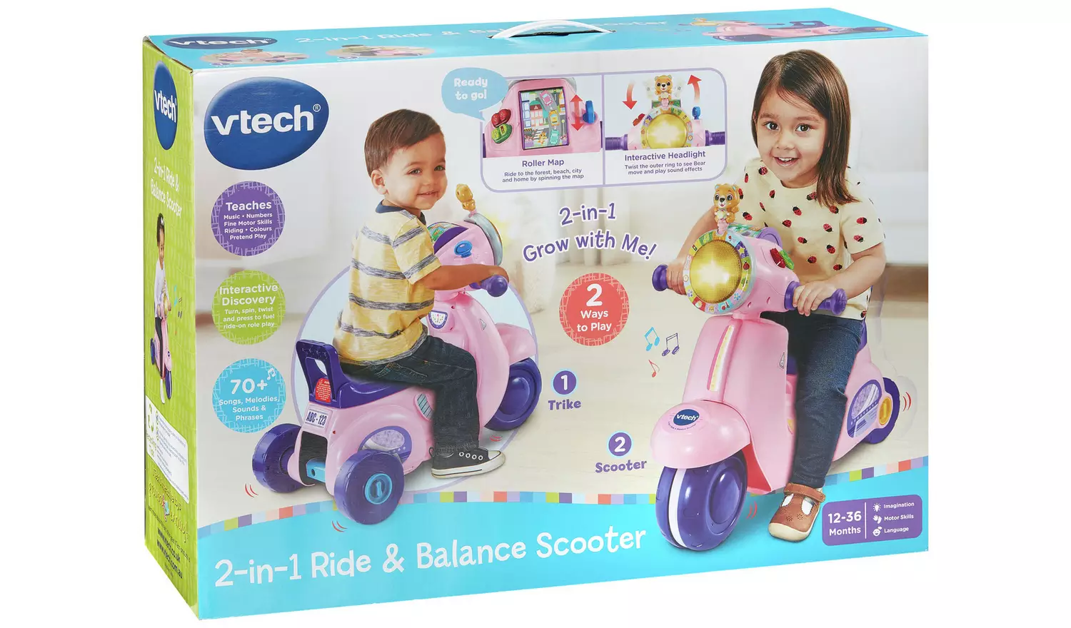 Vtech 2-in-1 Ride & Balance Scooter Pink