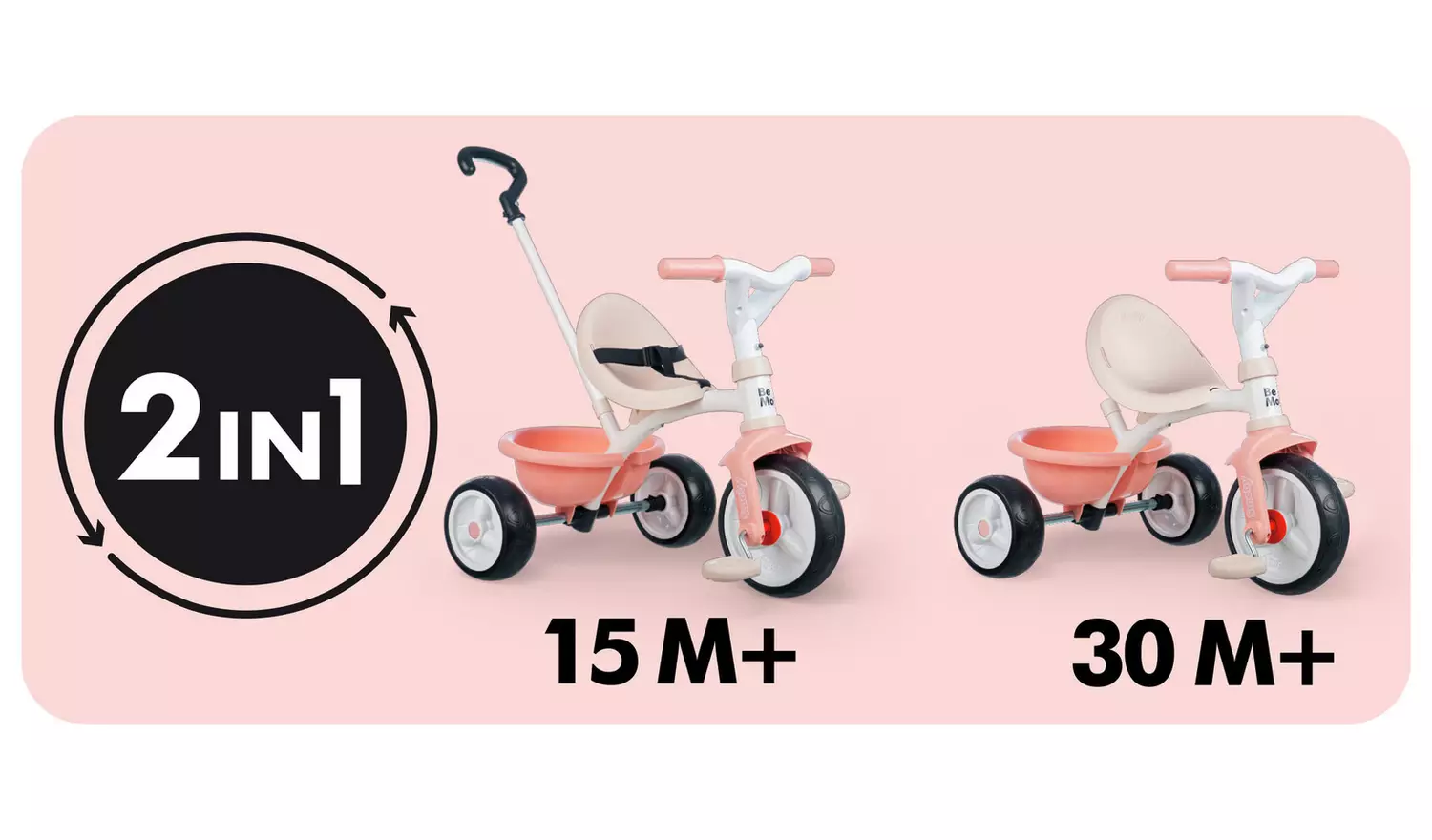 Smoby 2-in-1 Tricycle - Pink