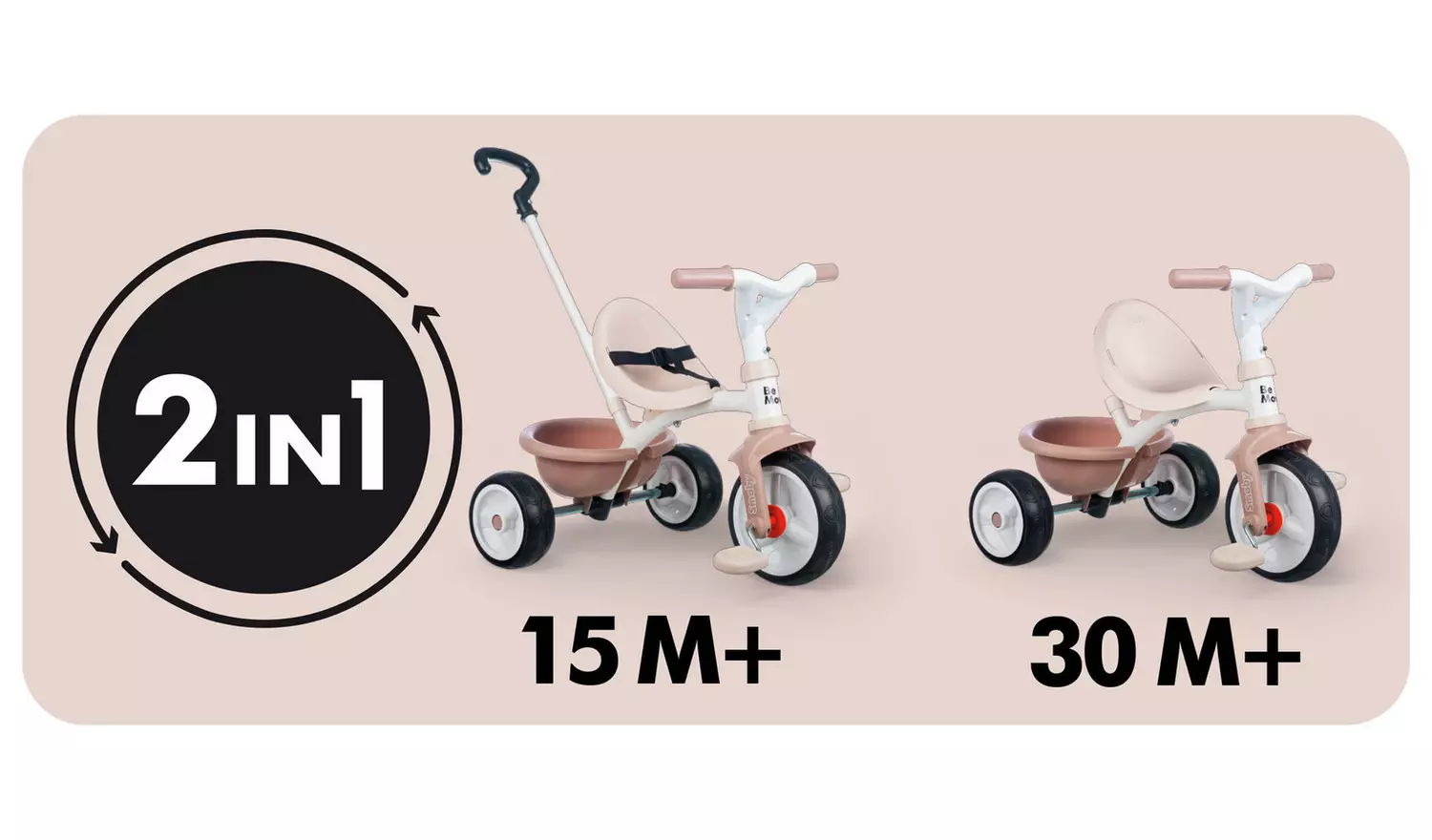 Smoby 2-in-1 Tricycle Ride-On - Beige