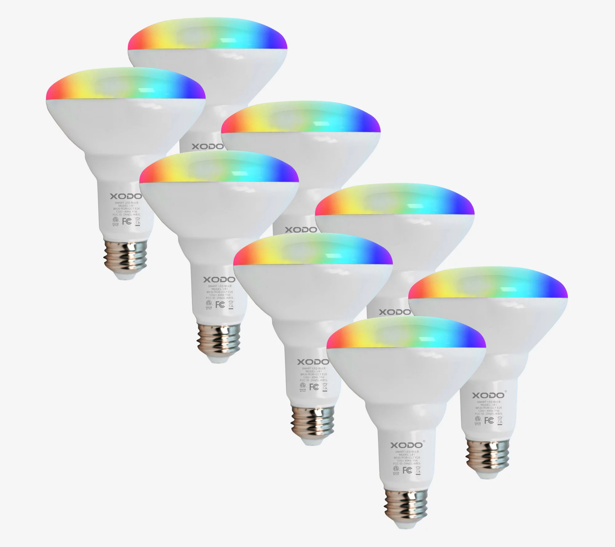 XODO Smart Floodlight LED Bulb 8-Pack Multi-Color WiFi E26 11