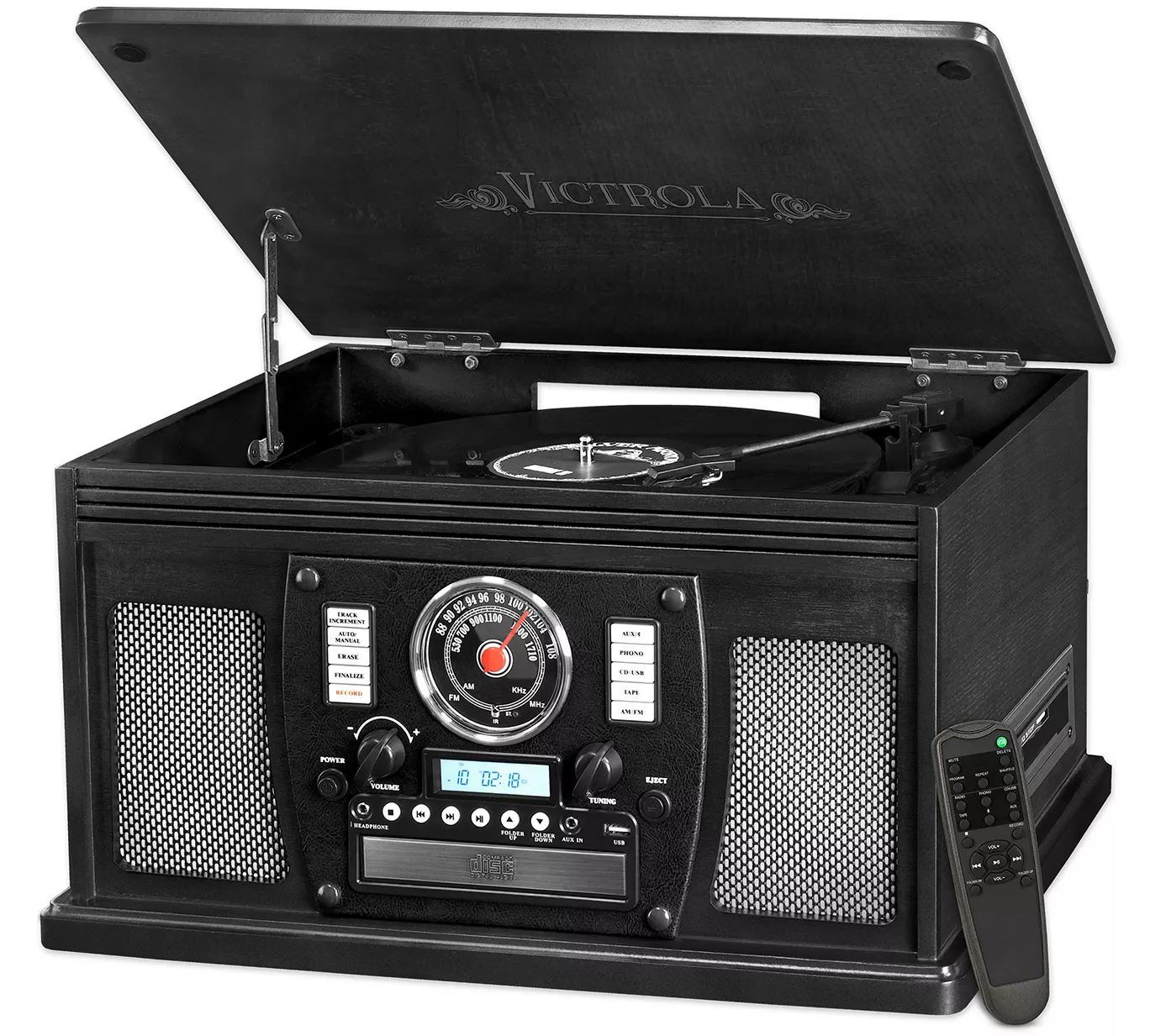 Victrola Navigator Wooden 8-in-1 BluetoothRecord Player