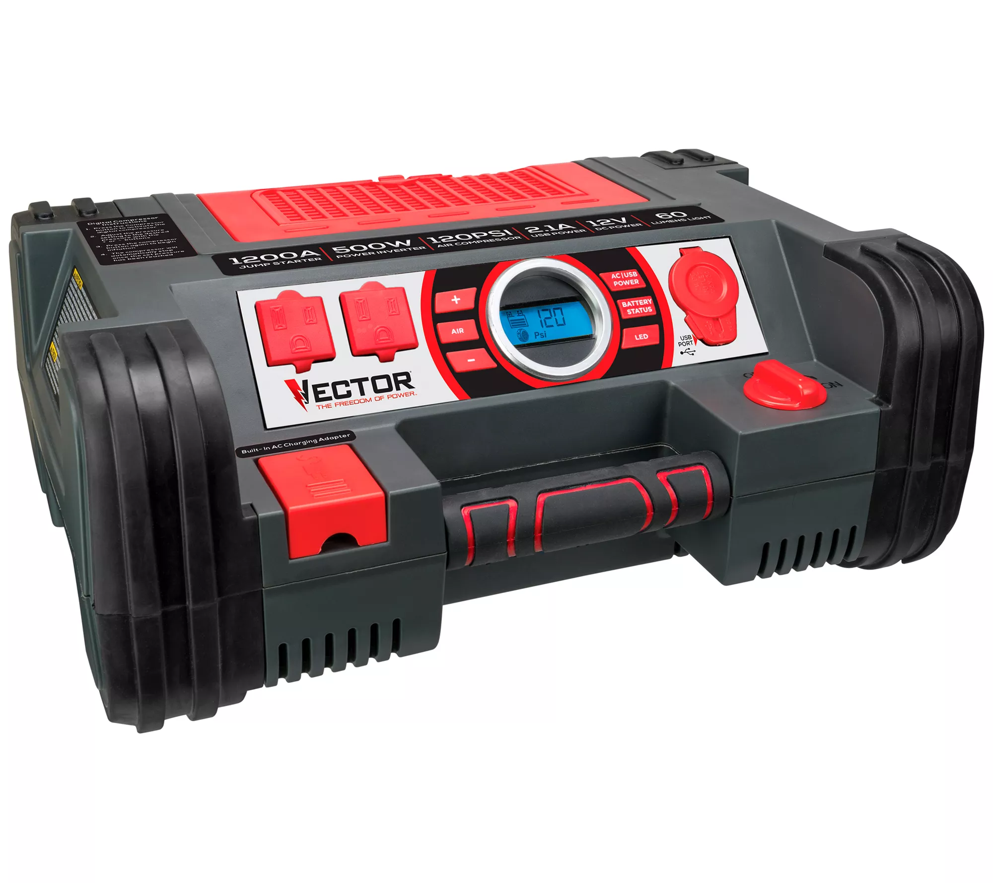 Vector 1200 Peak Amp Jump Starter w/ Dual PowerInverter