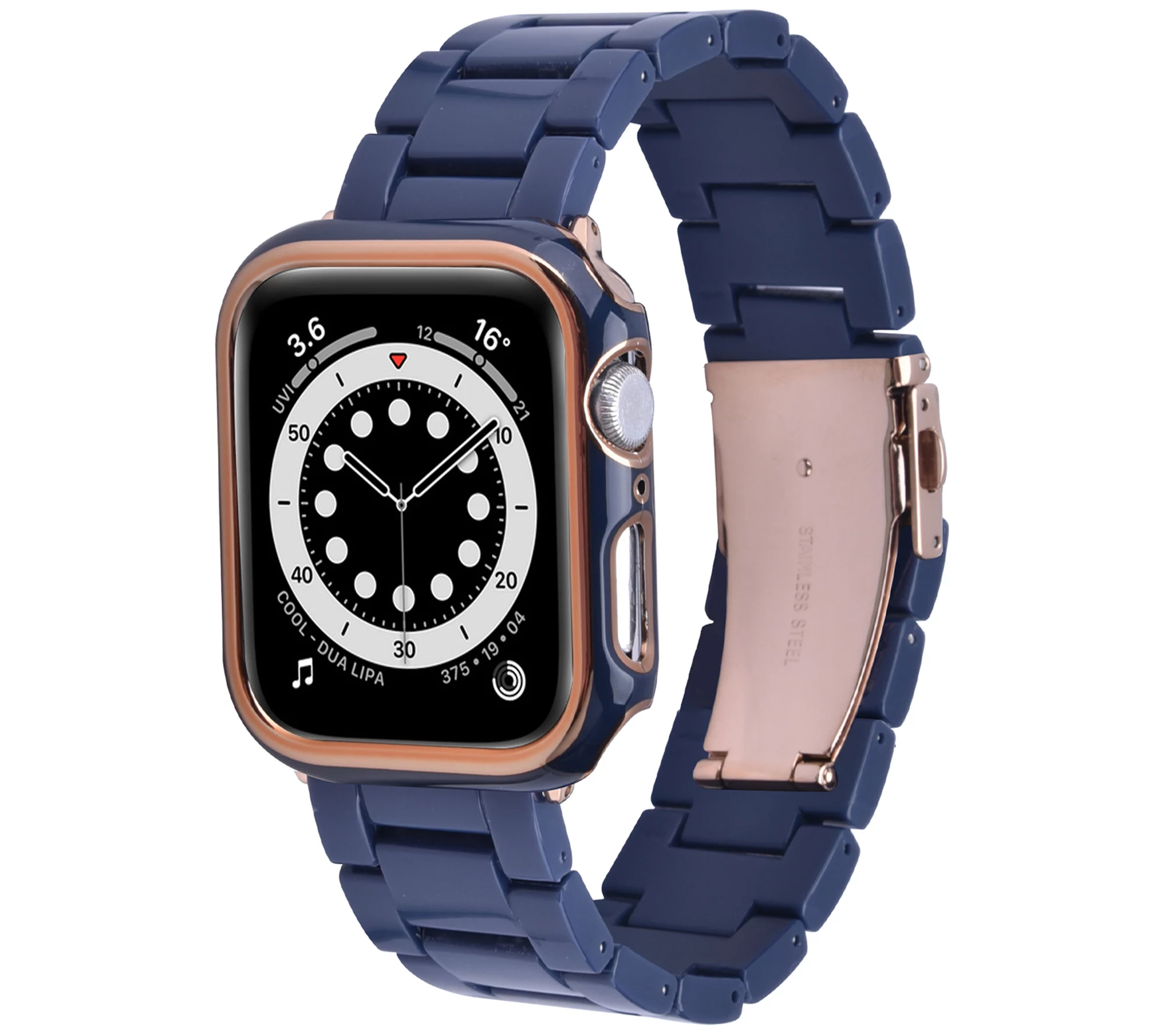 WorryFree Gagdets Apple Watch 44mm Resin Band w/ Bumper Case