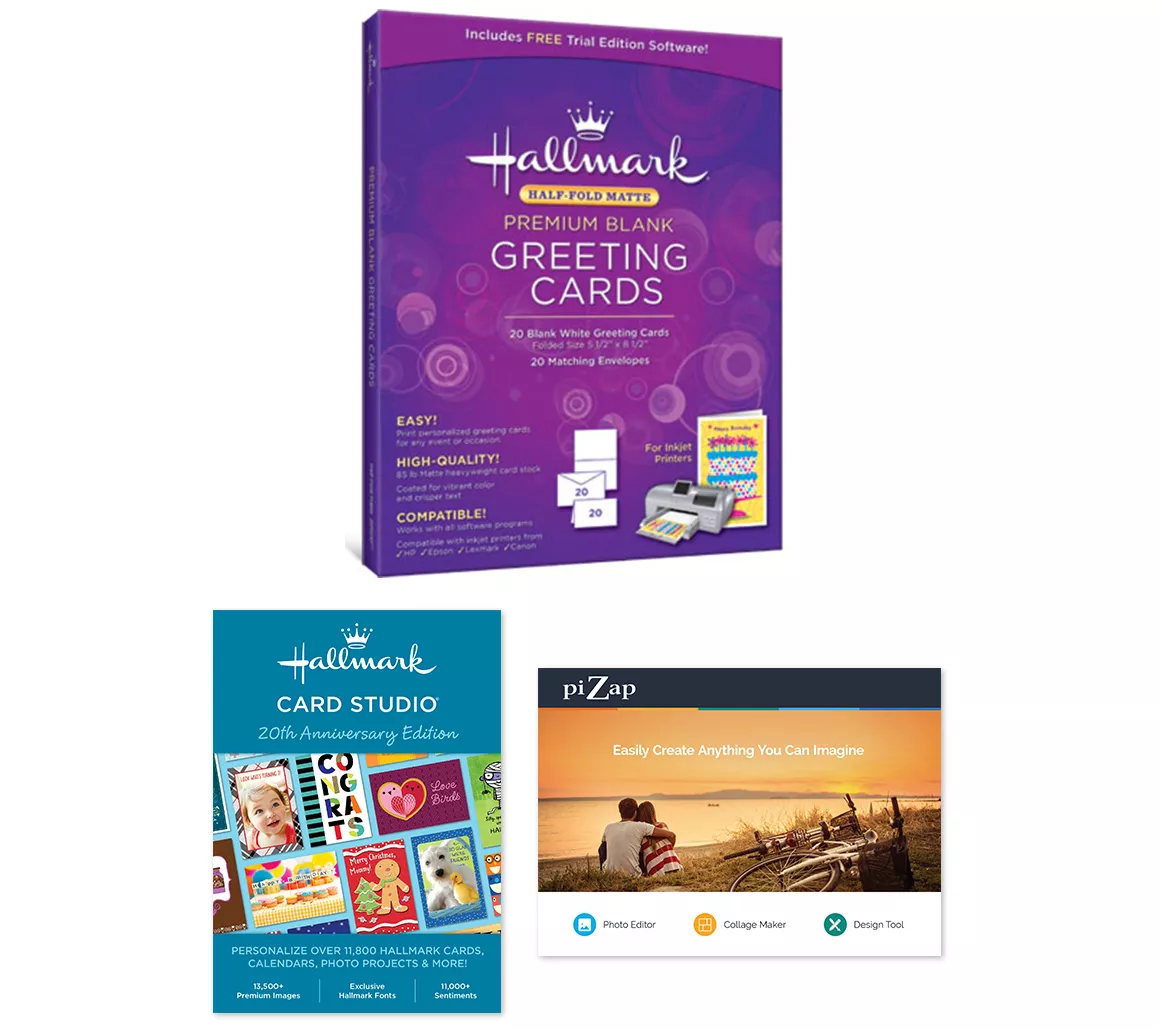 Hallmark 20 Greeting Cards/ Envelopes with Card Studio Software Bundle