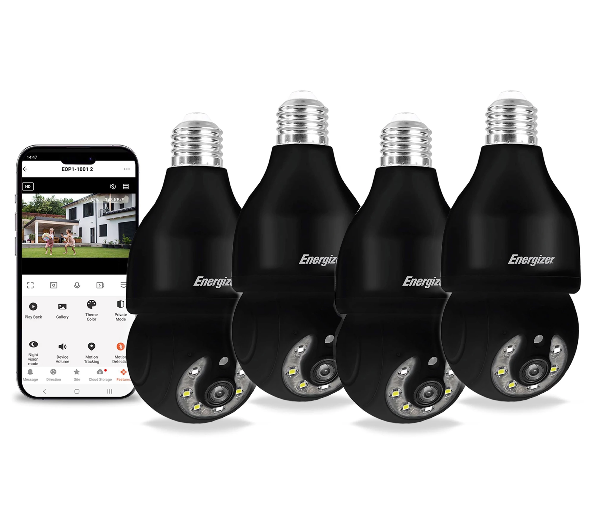 Energizer 2K Pan & Tilt Light Socket Smart Camera 4-Pack