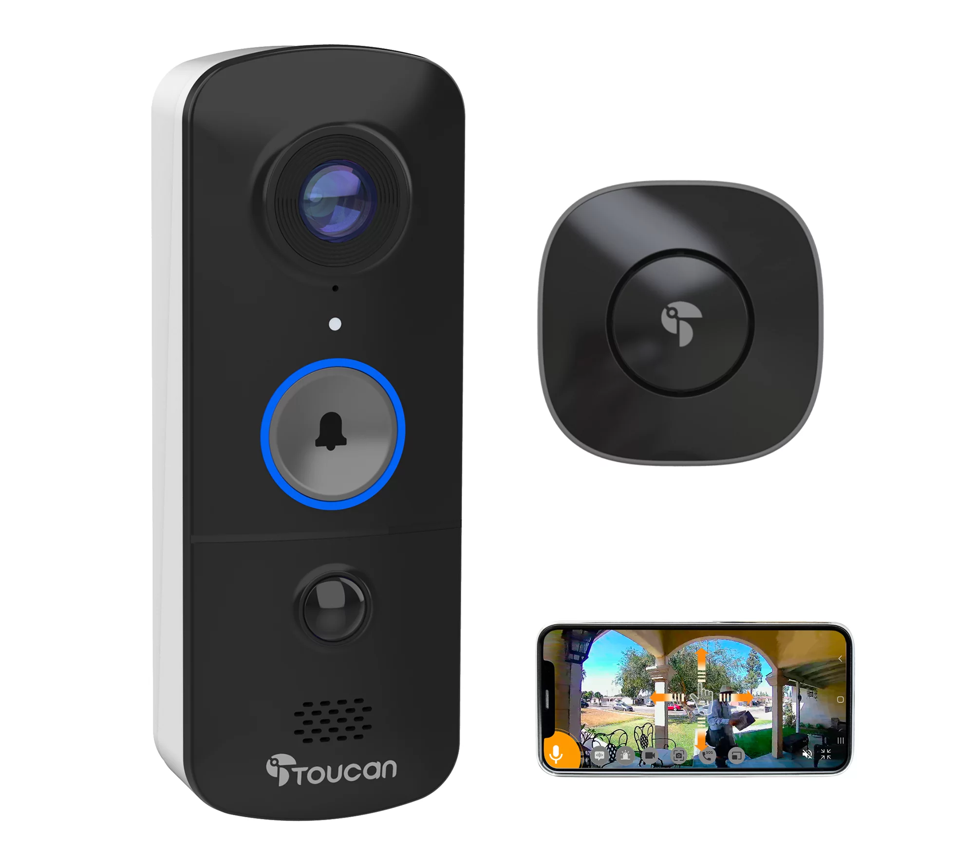 Toucan Wireless V3 Video Doorbell with Doorbell Chime