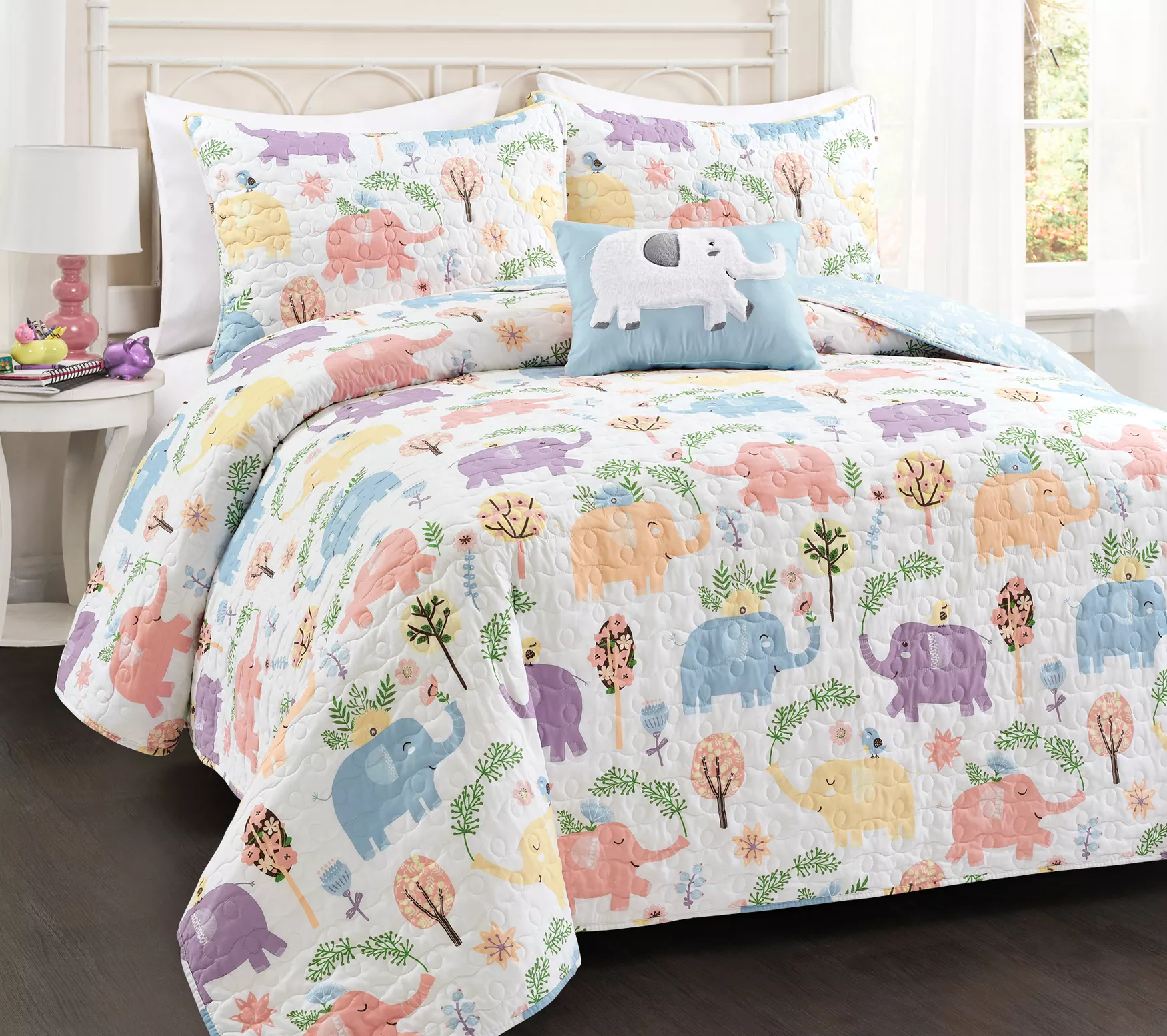 Lush Decor Hygge Elephant Quilt 4Pc Set Full/Queen