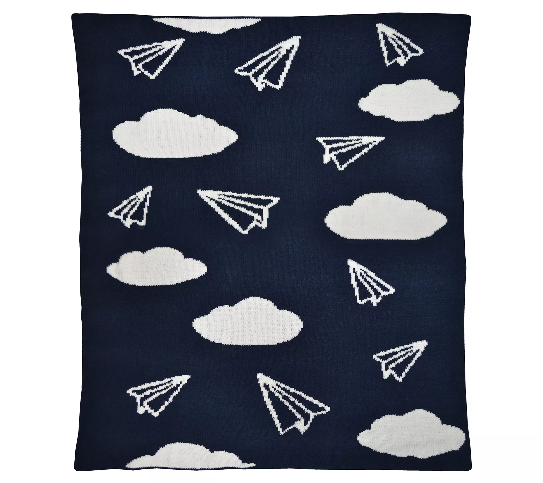 Hello Spud Navy Paper Airplanes Chenille Baby Blanket