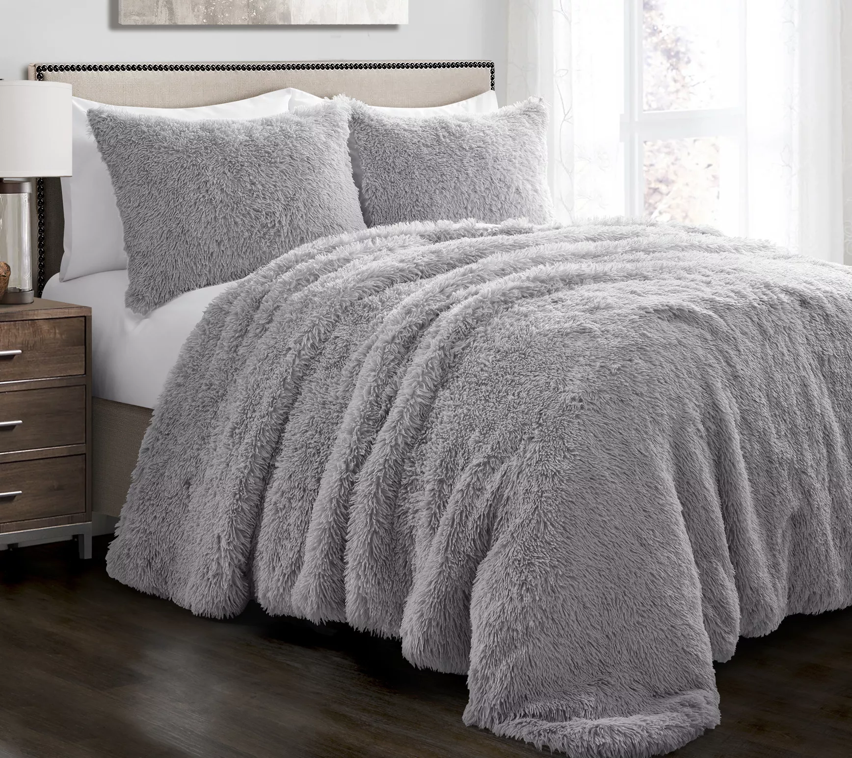 Emma Faux Fur Comforter Full/Queen 3-pc Set by Lush Decor